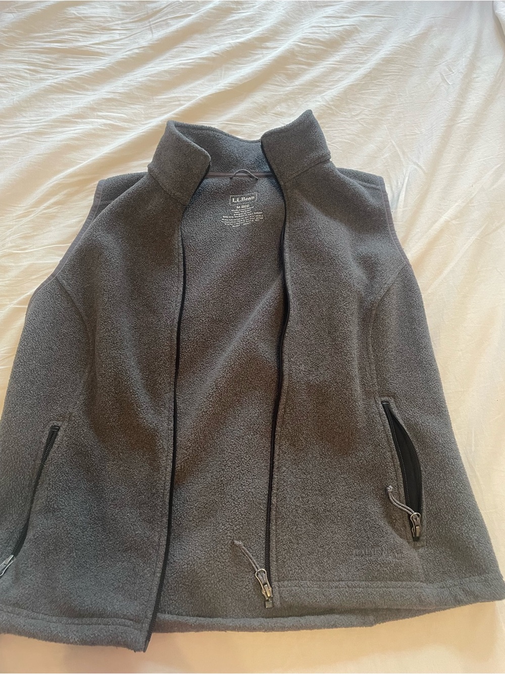 L.L. Bean Charcoal Gray Fleece Vest - Zipper Pockets
